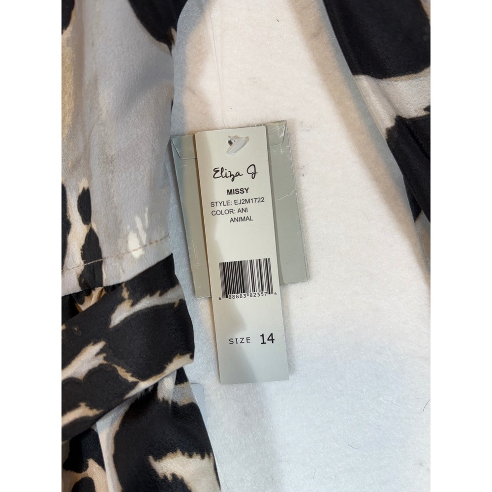 Eliza J Leopard Print Shirt Dress Belted Pockets Midi Size 14 - Picture 4 of 6